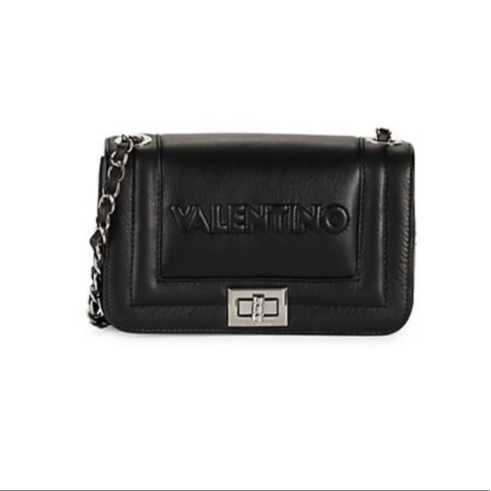 Valentino Beatriz Leather Crossbody Bag In Black